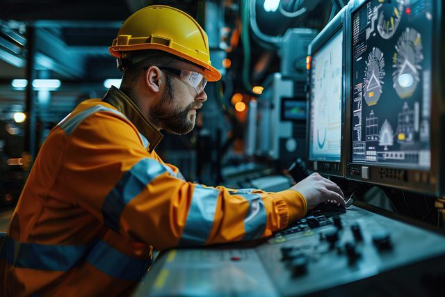 man in control room